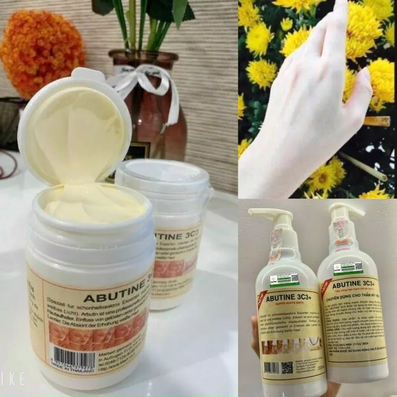 BỘ ĐÔI SIÊU TRẮNG 1 CHAI SỮA TẮM Ủ TRẮNG abutine 3C3 SIÊU TRẮNG 350ML + 1 HỘP Kem kích trắng da body abutine 3c3 Thái Lan SIÊU TRẮNG NHANH AN TOÀN CHỈ TRONG 7 NGÀY SỬ DỤNG