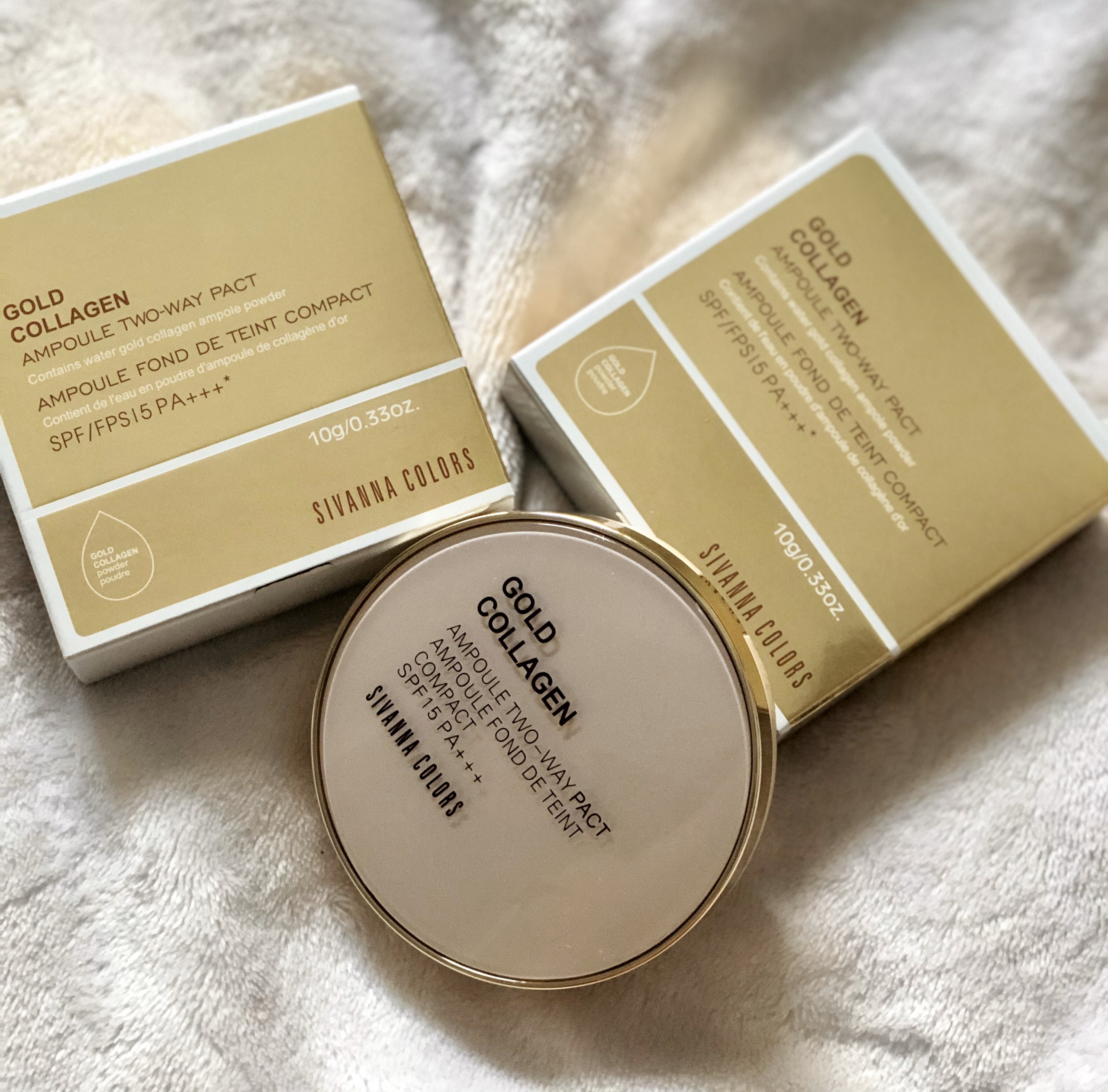 1 hộp phấn phủ dạng nén sivanna colors gold collagen hf675