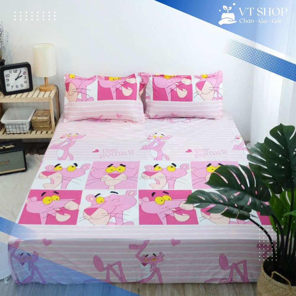 Bộ ga gối báo Pink Poly Cotton siêu mềm mại