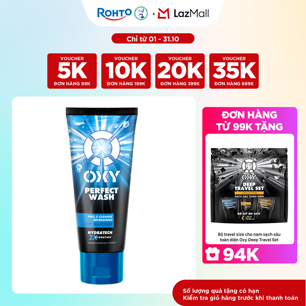 Sữa rửa mặt cho nam Oxy sạch sâu mát lạnh dạng kem Oxy Perfect Wash 100g