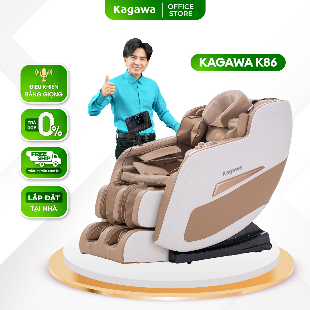 Ghế massage toàn thân Cao Cấp đa năng Kagawa K86 đa chức năng công nghệ quét AI dò tìm huyệt đạo, túi khí, nhiệt hồng ngoại cao cấp, miễn phí vận chuyển và lắp ráp tại nhà, Bảo Hành 6 năm tại nhà