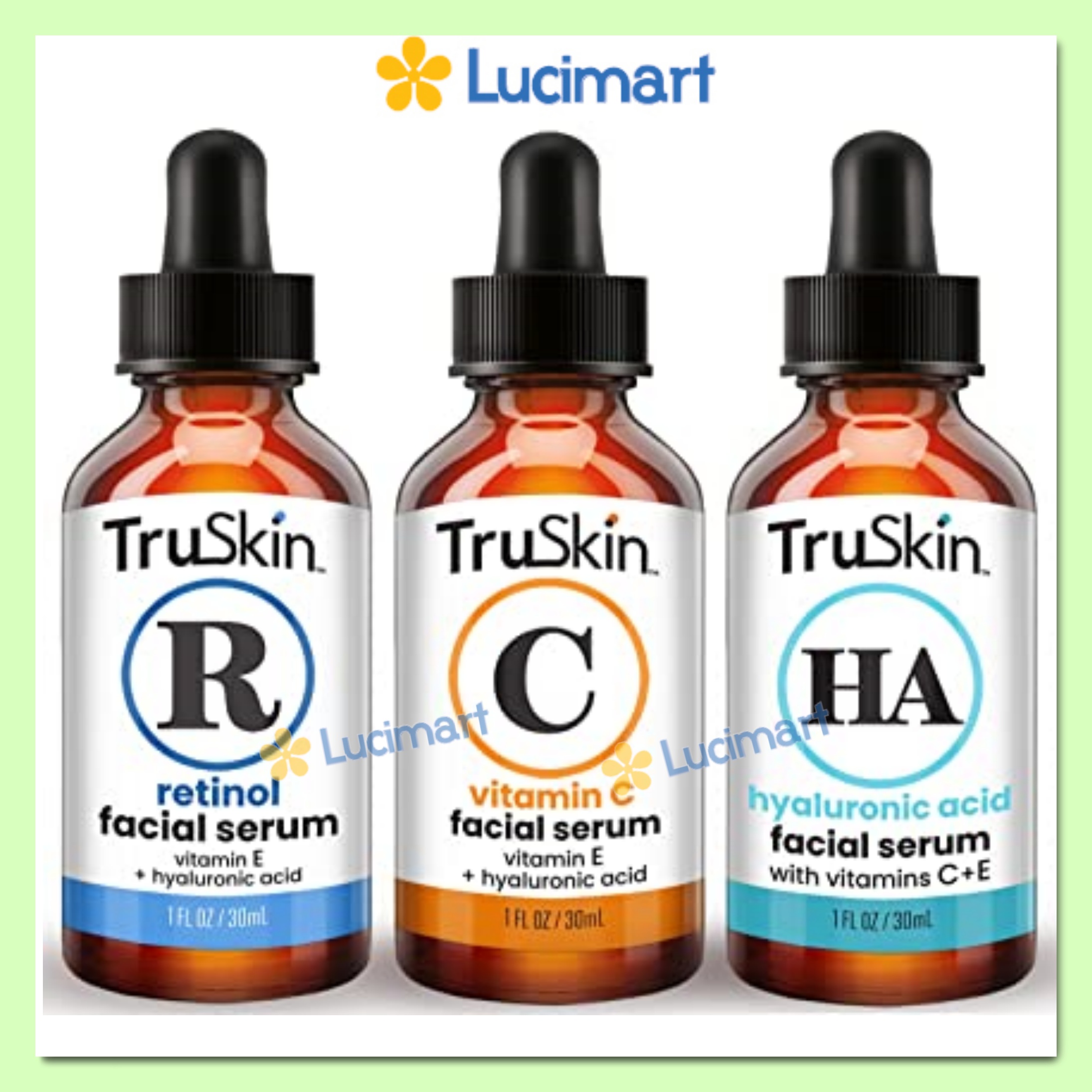 Bộ Serum dưỡng da TruSkin with Vitamin C Serum, Retinol Serum and Hyaluronic Acid, lọ 30ml