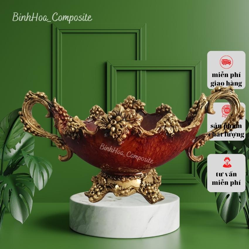 Bình hoa composite họa tiết bát thuyền mã bh113, lọ cắm hoa cao cấp
