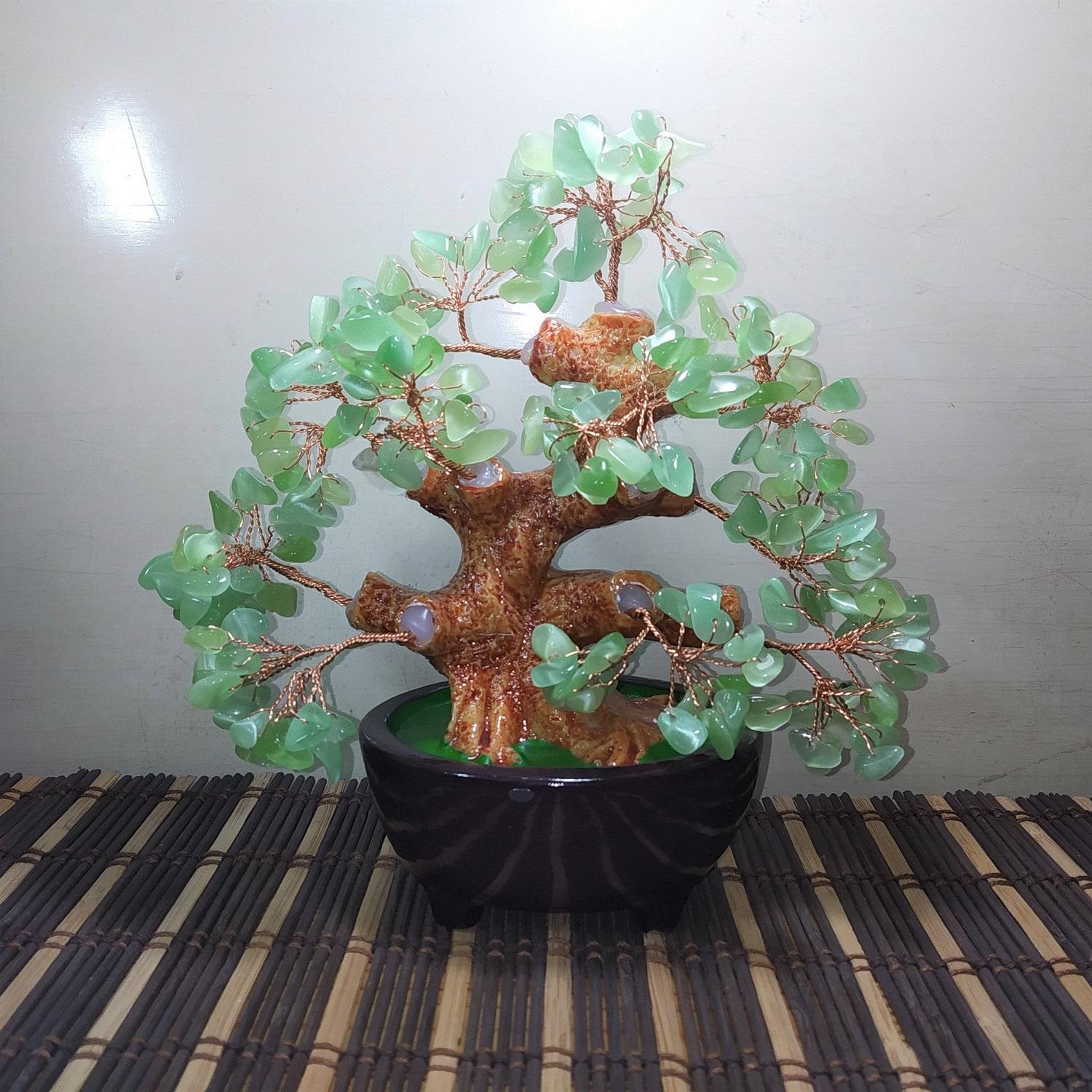 Cây phong thủy, cây tài lộc đá tự nhiên xanh lá nhạt N2 new vip