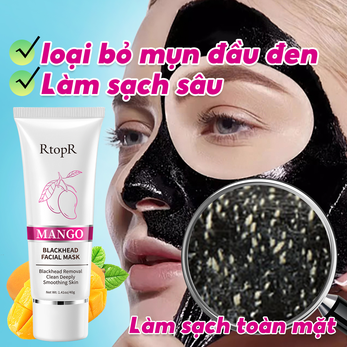 RtopR Keo lột mụn làm bằng xoài dùng để loại bỏ mụn đầu đen trên mũi kiểm soát dầu se khít lỗ chân lông làm trắng chăm sóc da mũi lột mụn toàn mặt  keo lột mụn