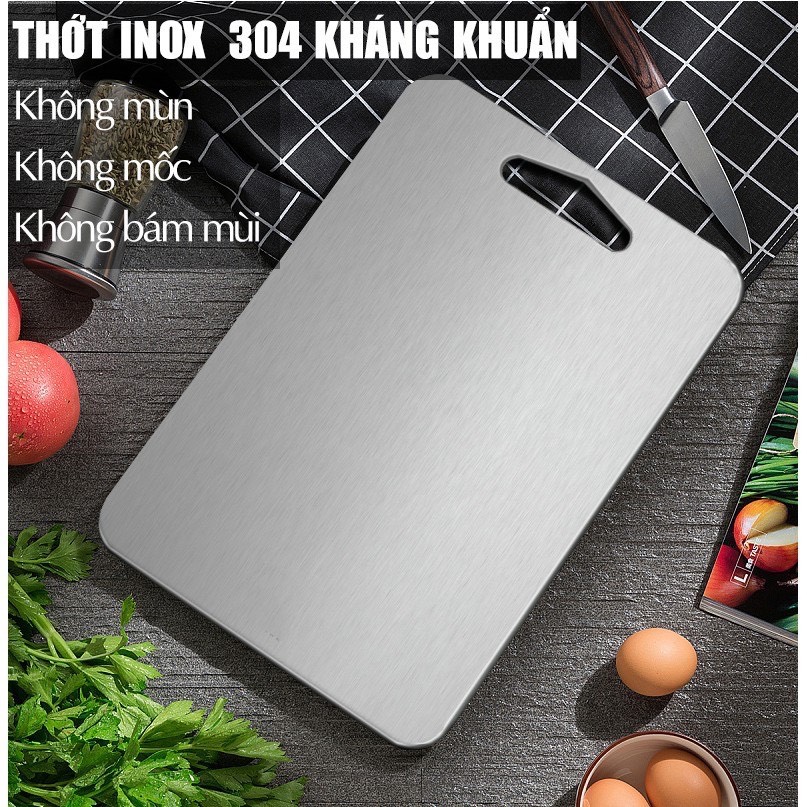 Thớt inox 304 kháng chống khuẩn không mùi, thớt inox kháng khuẩn size to 34cm dày 2 ly - hàng chất lượng cao