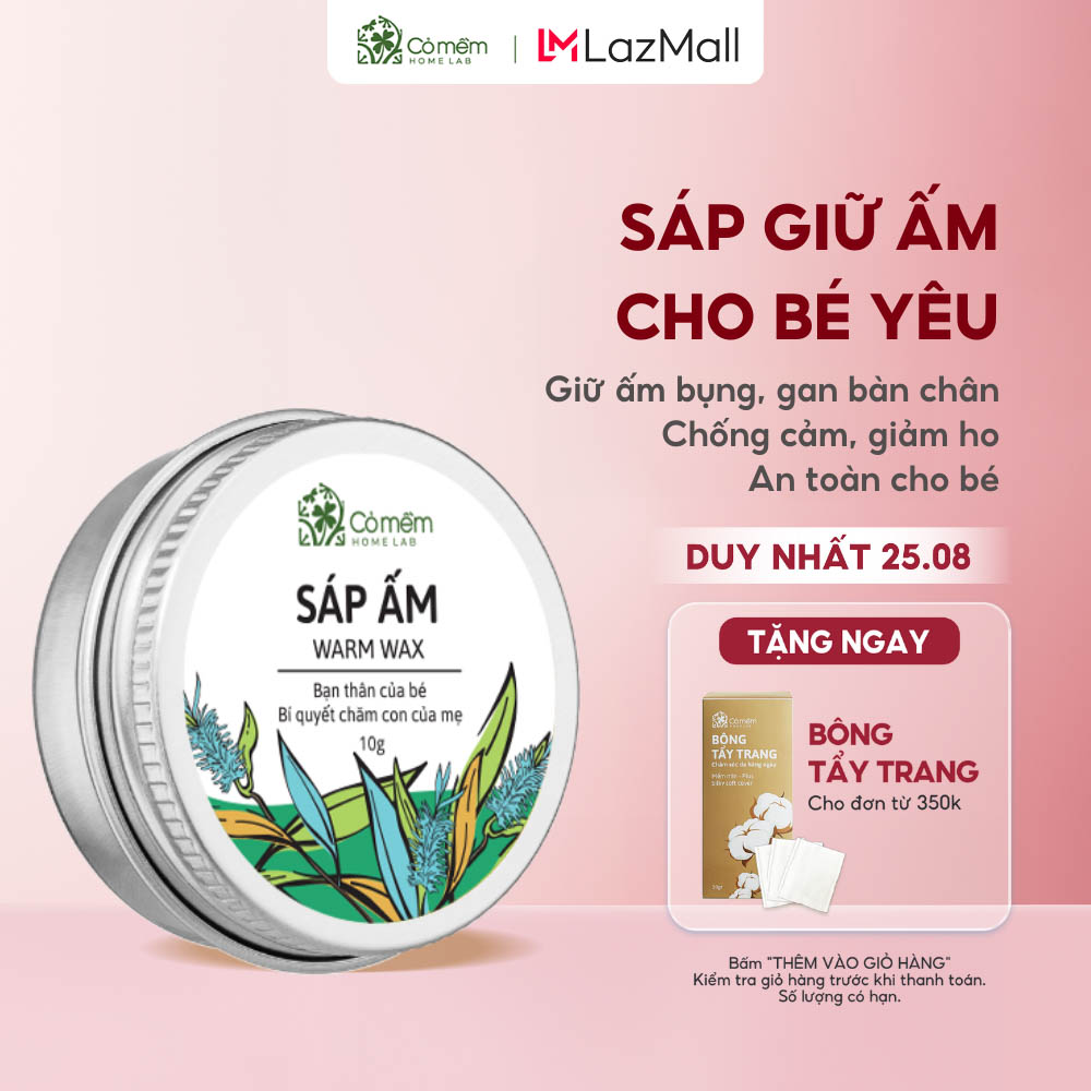 Sáp Giữ Ấm Cho Bé Nằm Điều Hòa Chống Lạnh Giảm Ho Chiết Xuất Thiên Nhiên Tinh Dầu Tràm Cỏ Mềm