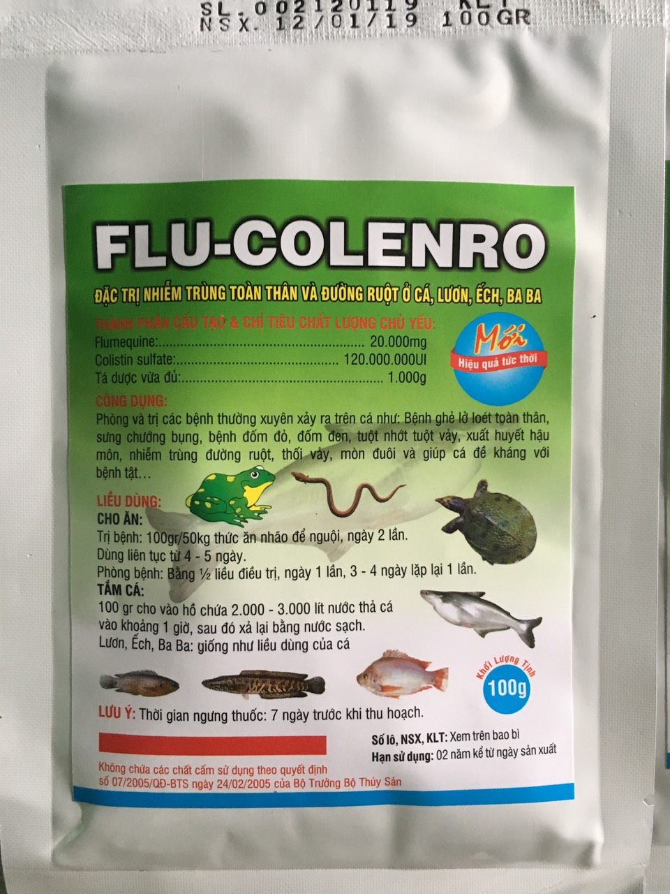 Flucolenro dùng tri các bệnh trên cá, lươn, ba ba