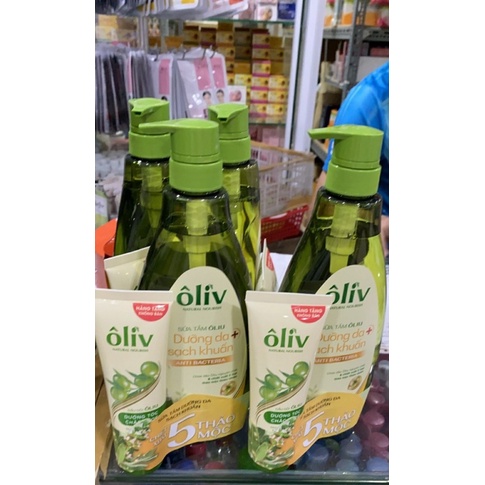 Sữa tắm Oliv Dưỡng Da Sạch Khuẩn 650ml tặng tuýp dầu gội 100ml