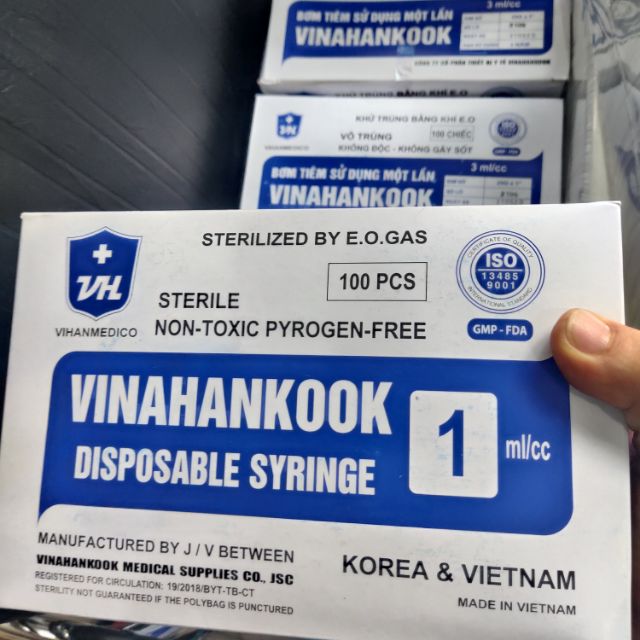 Hộp bơm kim tiêm vinahankook 1ml, 3ml, 5ml/cc