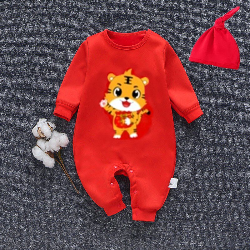 Body Tết dài tay cho bé tài lộc chất cotton mền mịn kiểu quần áo sơ sinh body cho bé trai và body cho bé gái từ 0-12 tháng