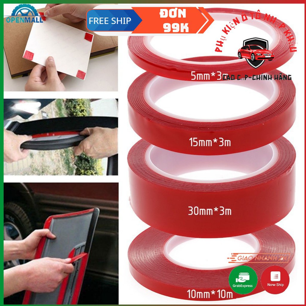 Bộ Băng Keo 3M Hai Mặt Siêu kết Dính,Tiện Lợi ( 10mm x 3m ) ( 15mm x 3m ) ( 20mm x 3m ) ( 40mm X 3m ) ( 50mm X 3m ) - 10MM x 3MET