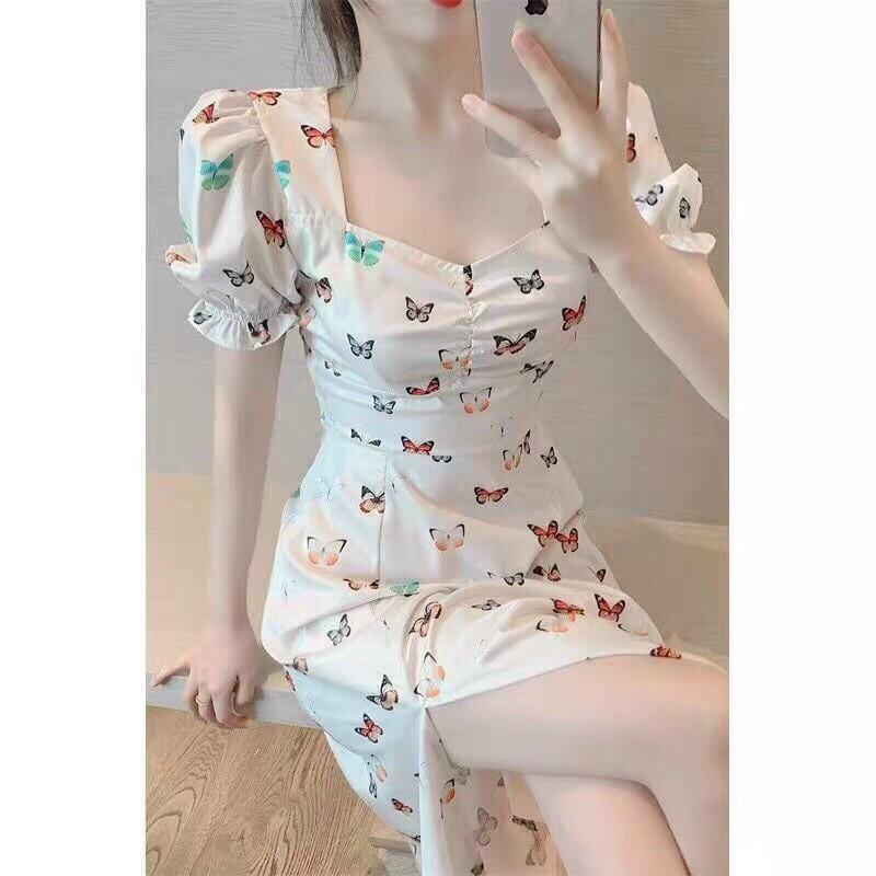Đầm xuông sẽ tà in bướm siêu xinh