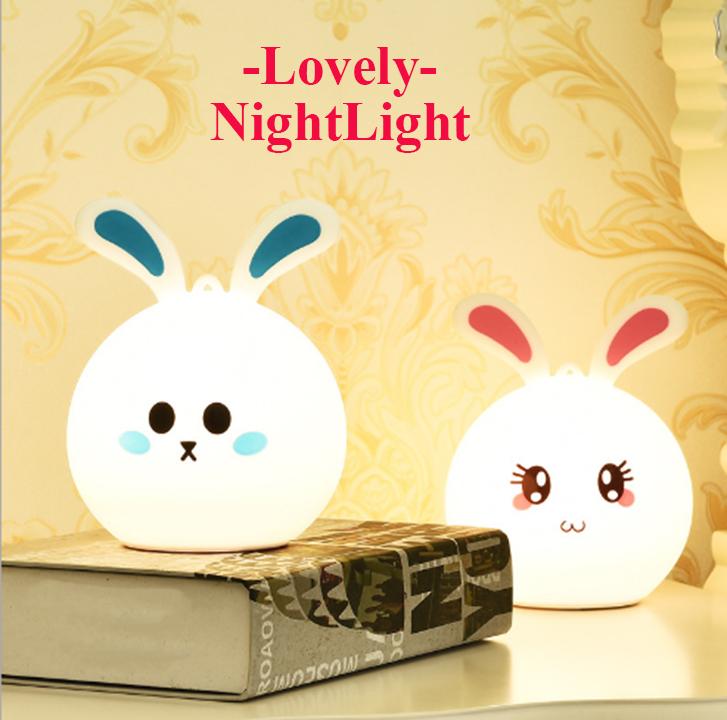 [HCM]Đèn Ngủ Đèn Trang Trí Silicon Đổi Màu Hình Thỏ Siêu Dễ Thương (Có Bộ Điều Khiển)