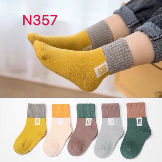 Combo 5 Đôi Tất Trẻ em Cổ Cao số 19 Cho Bé Yêu, bảo vệ và giữ ấm đôi chân cho bé yêu - Châu Bắp Shop