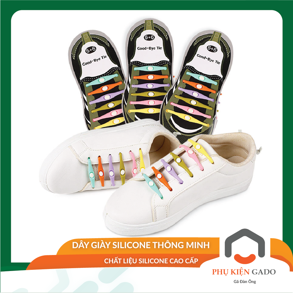 Dây giày cao su thông minh GADO dây xỏ giày đàn hồi thời trang nam nữ bộ 12 sợi