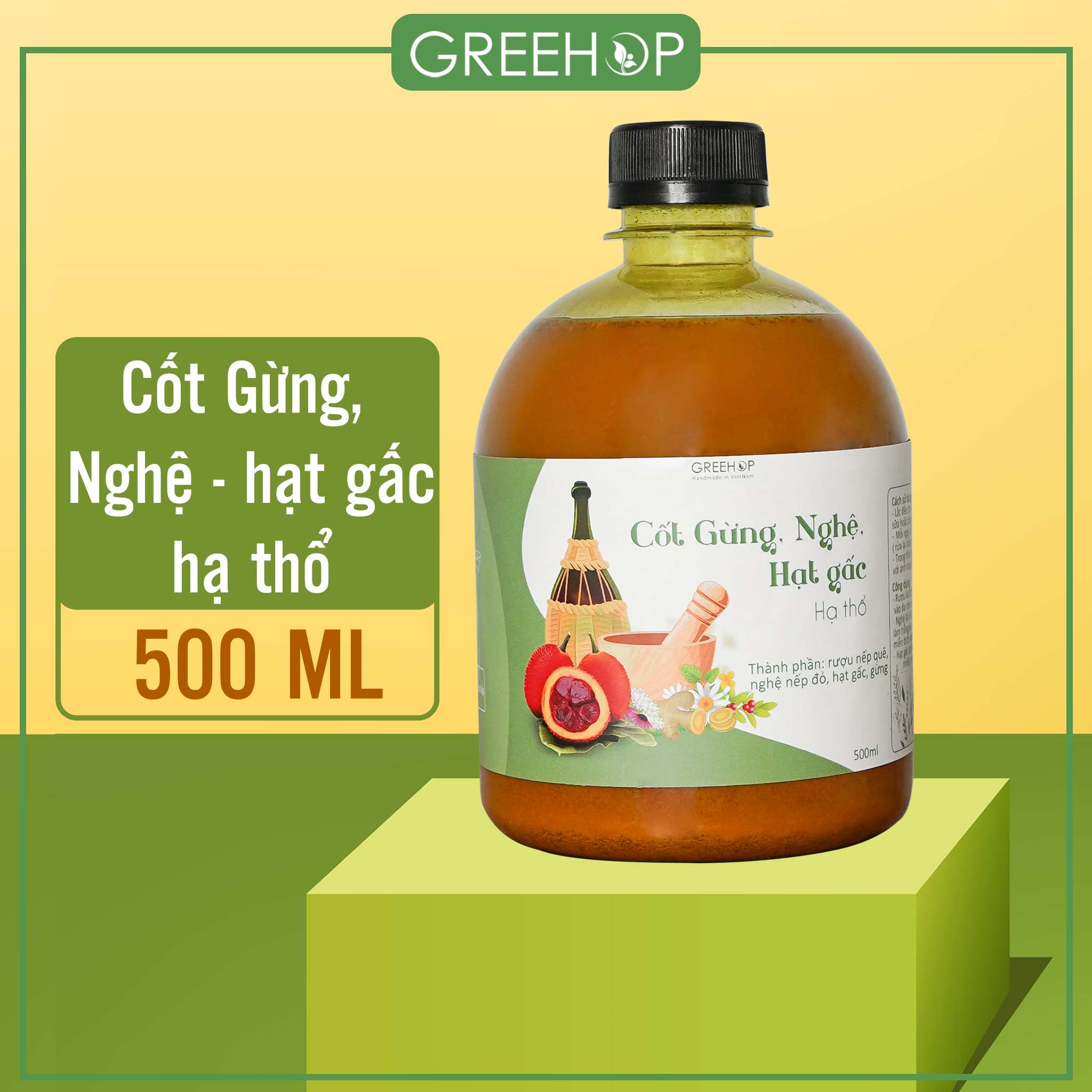 Cốt gừng, nghệ, gấc hạ thổ cho phụ nữ sau sinh GREEHOP (handmade)