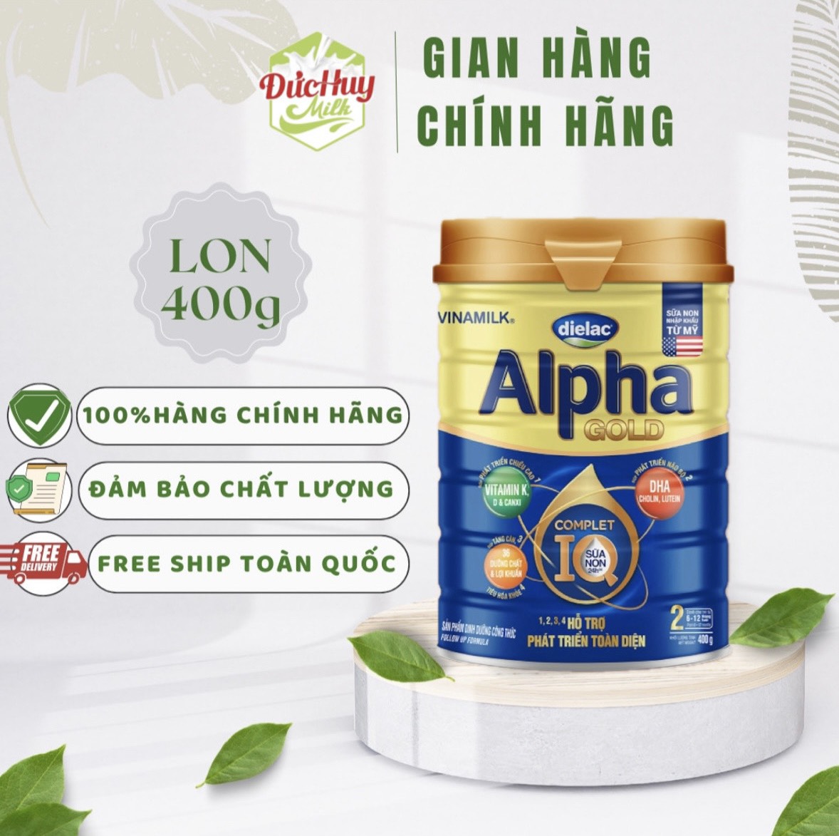 Sữa bột Vianmilk Dielac Alpha Gold 2 400g sữa non