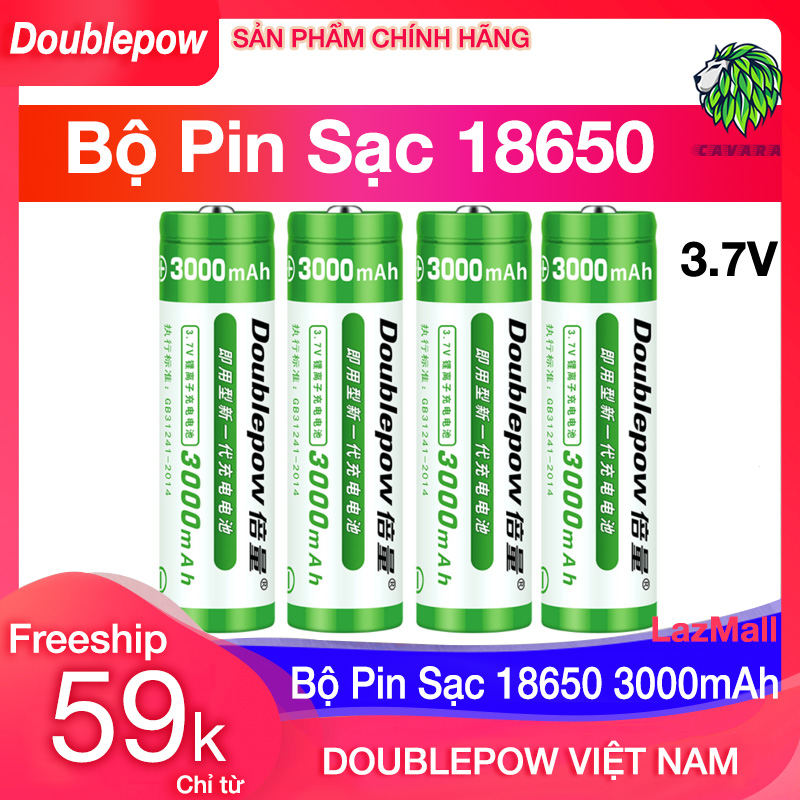 Pin sạc Doublepow 18650 3.7V 3000mah (Đầu Nhọn) - Pin xe điện, máy khoan, nguồn dự phòng, thiế bị y tế, quạt cầm tay, loa Bluetooth