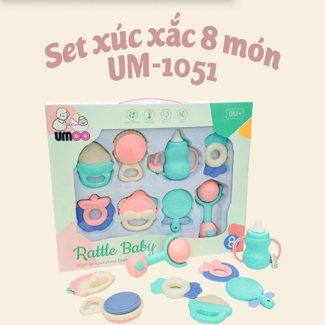 Set xúc xắc gặm nướu umoo 8 chi tiết um-1051