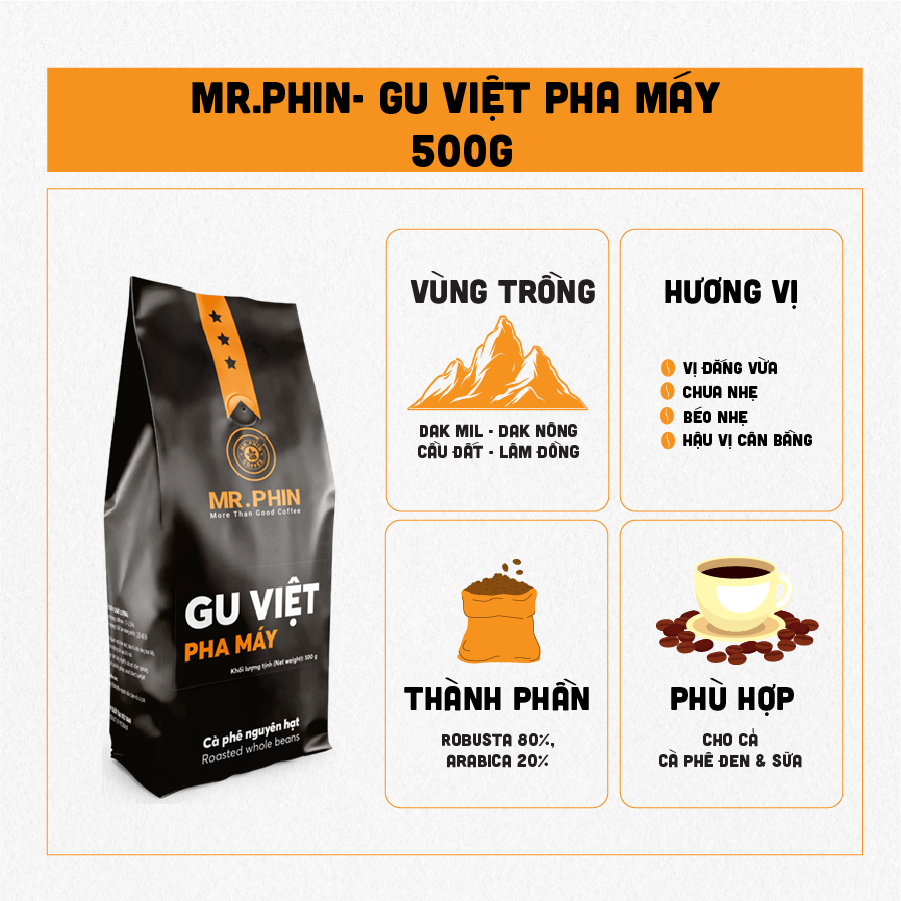 Gu việt pha máy 500g - mr. phin coffee