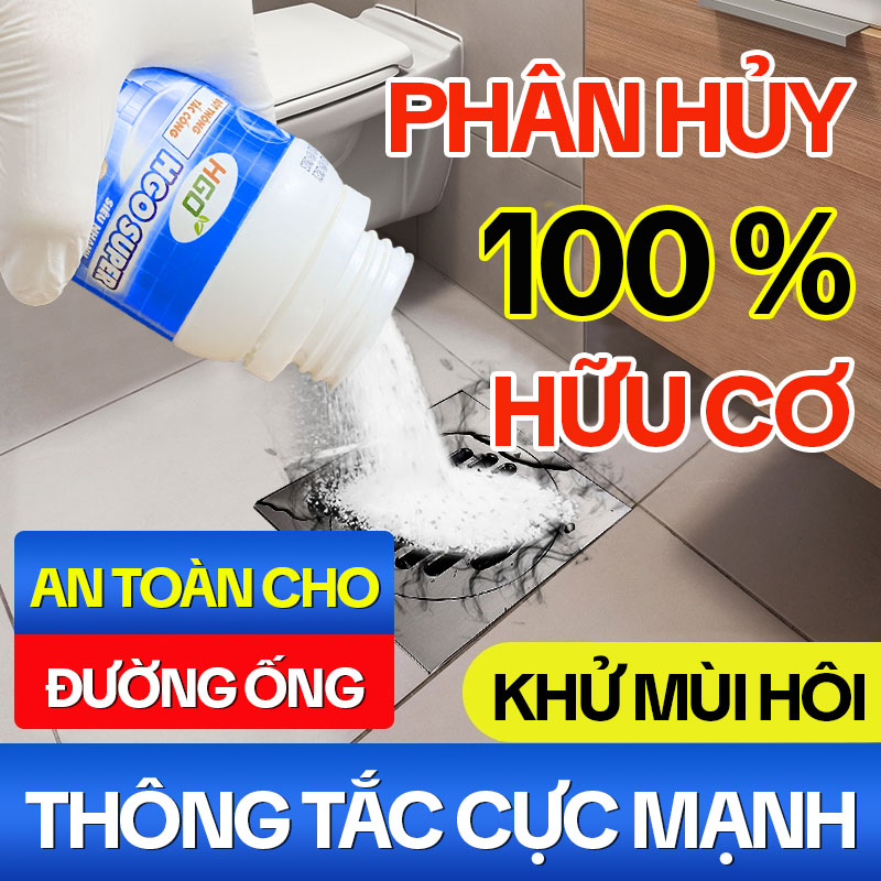 Bột Thông Cống HGO SUPER - Thông Tắc Bồn Cầu, Bồn Rửa Bát, Đường Ống Nhanh Chóng, Hiệu Quả