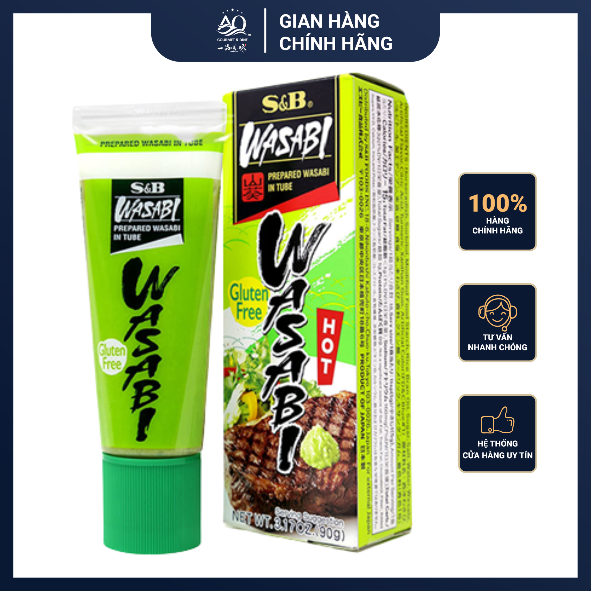 Mù tạt wasabi neri s&b 90g - wasabi green mustard s&b 90g