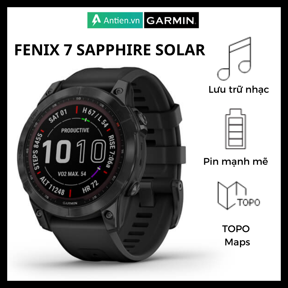 Đồng hồ thông minh Garmin Fenix 7, Sapphire Solar