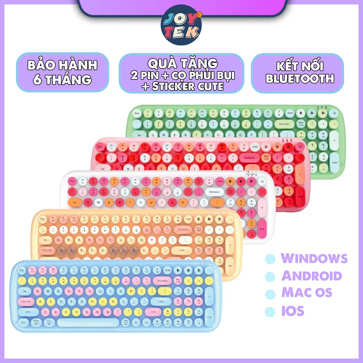 Bàn phím không dây bluetooth Mofii candy BT mini cho điện thoại, ipad, laptop siêu đẹp - lưu 3 kết nối bluetooth