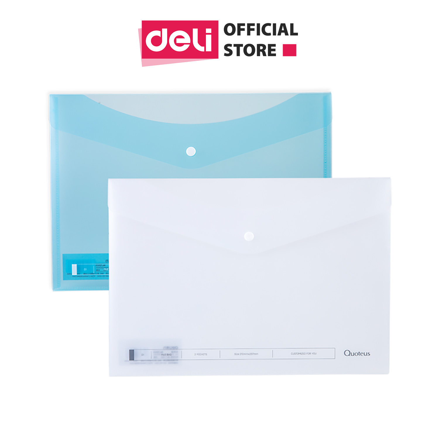 Túi hồ sơ 2 ngăn DELI - Xanh/Trắng  - 1 chiếc - 72523
