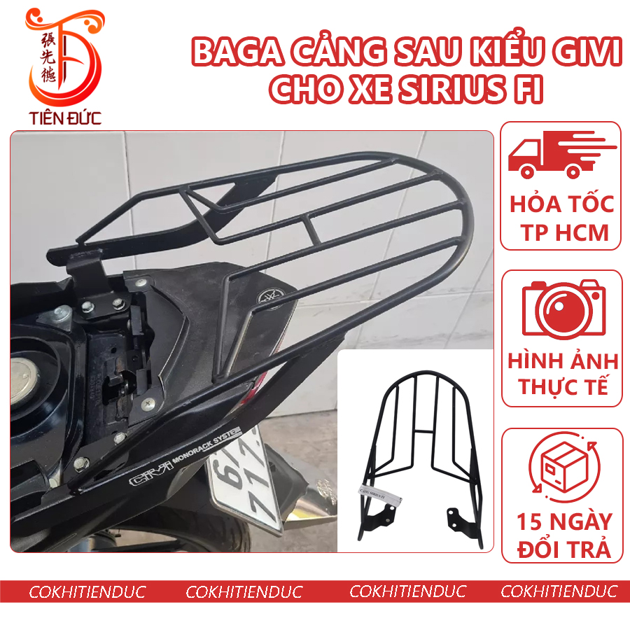 Cảng Sau Givi Xe Sirius Fi Sơn Tĩnh Điện Đen Ba ga Baga Tay Dắt Tay Nắm Sau Tay Xách Si rút Fi Cản Kiểu Gi vi
