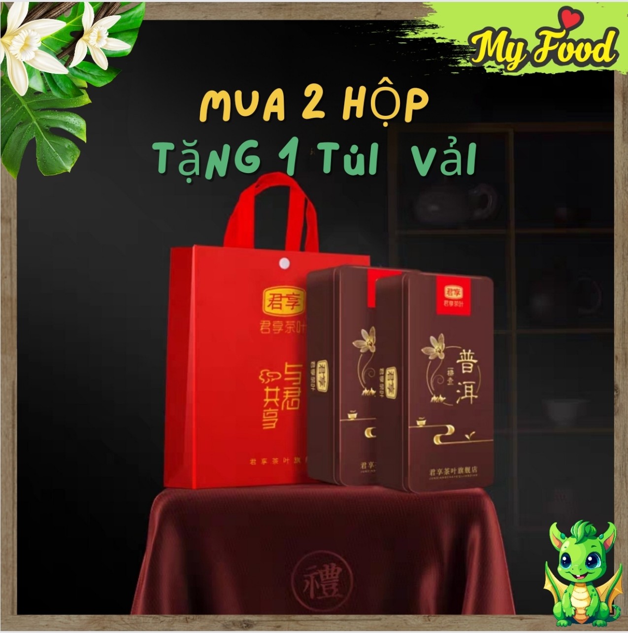 TRà phổ nhĩ nếp cao cấp (mua 2 tặng 1 túi vải như hình)