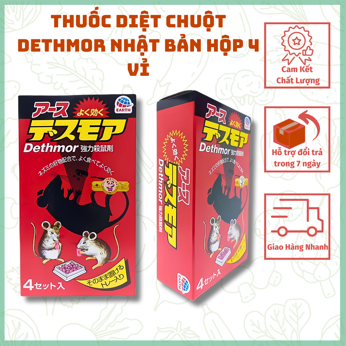 Thuốc diệt chuột Dethmor Nhật Bản hộp 4 vỉ
