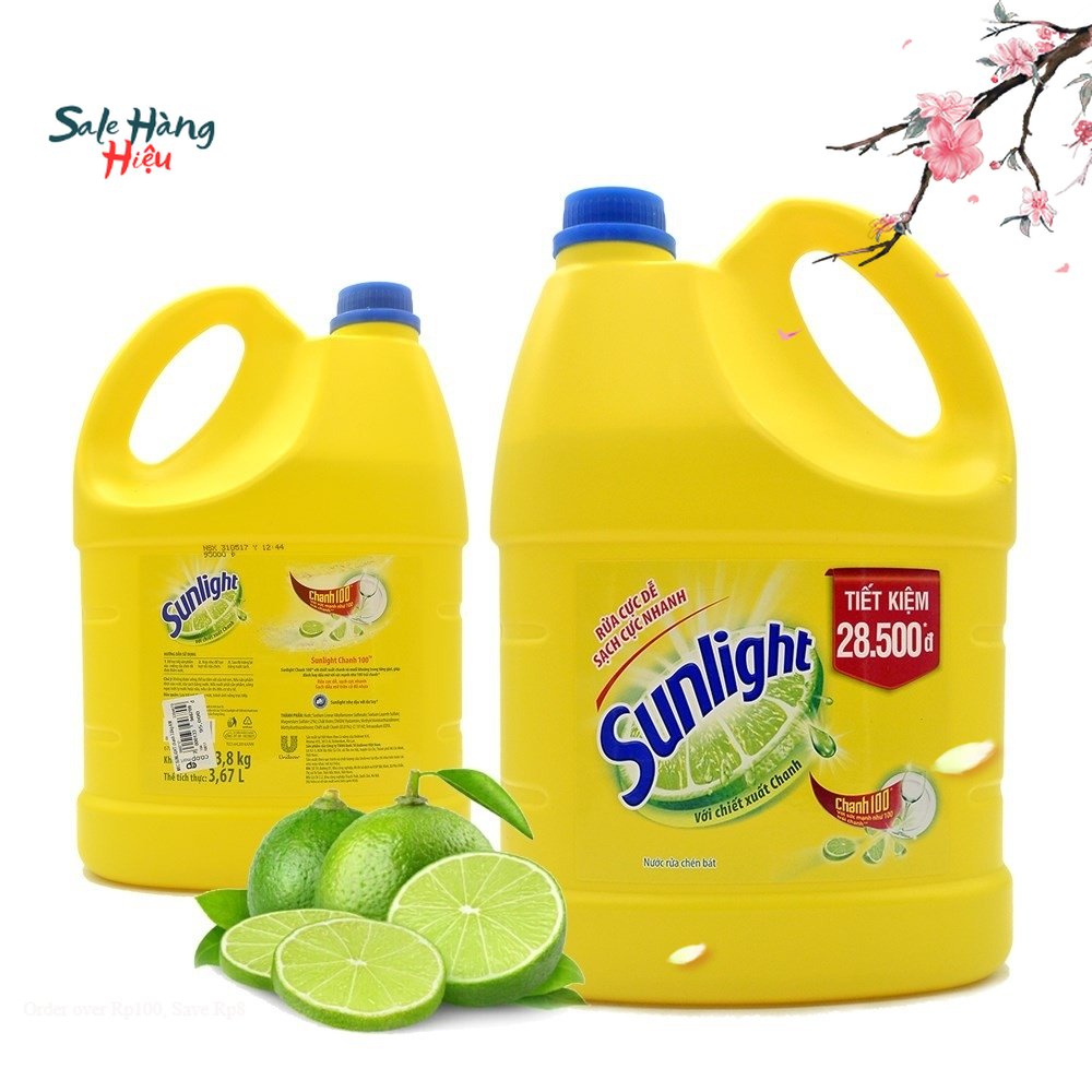 Nước rửa chén Sunlight 3.8kg Hương Chanh Chiết xuất chanh tươi