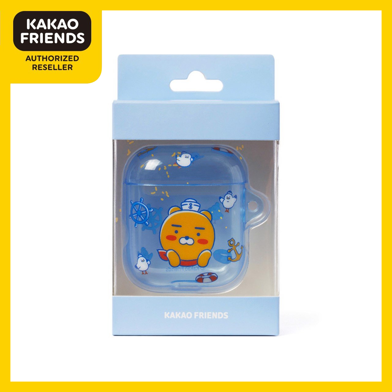 Case Airpods 2 Marine Ryan F11150 - Kakao Friends - Vỏ airpod 2 marine ryan màu xanh trong suốt dễ thương