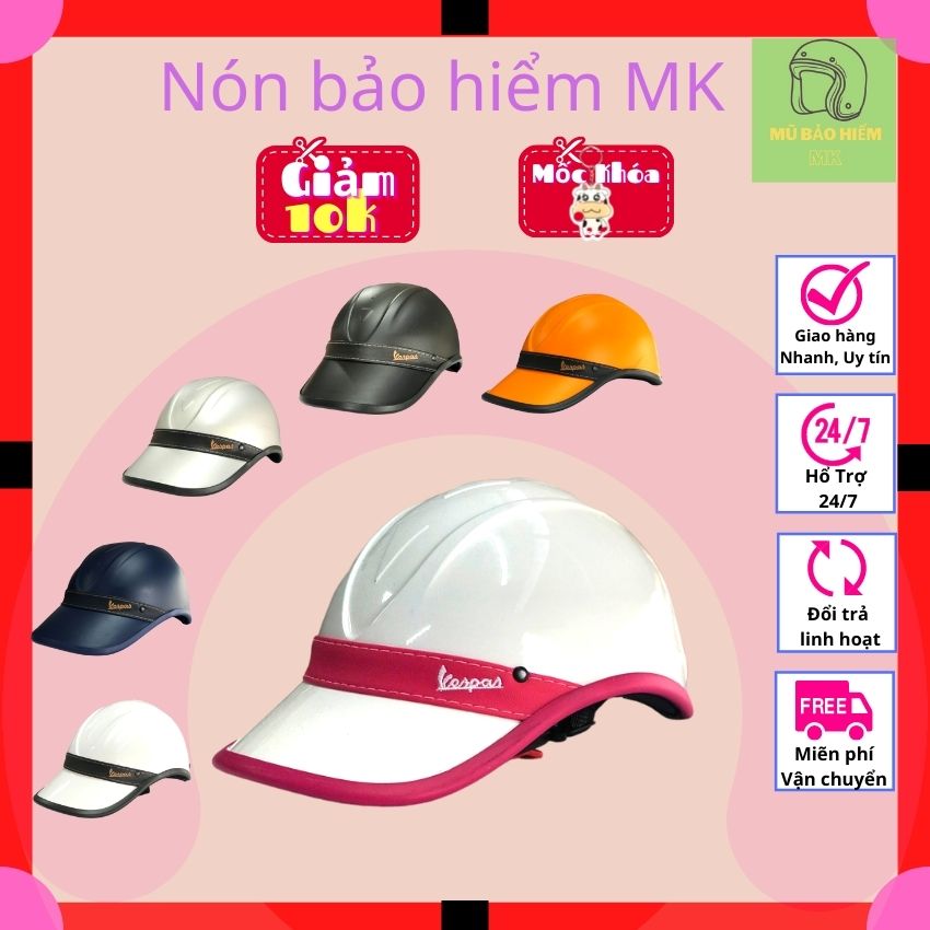[Tặng mốc khóa 15k] Nón bảo hiểm kết VESPA Cao Cấp cho nam nữ nhiều màu HOT HOT. Mũ bảo hiểm lưỡi trai thể thao, kết, dành cho nam nữ cao cấp chính hãng Trí Liễu, nhiều màu. Nón bảo hiểm MK