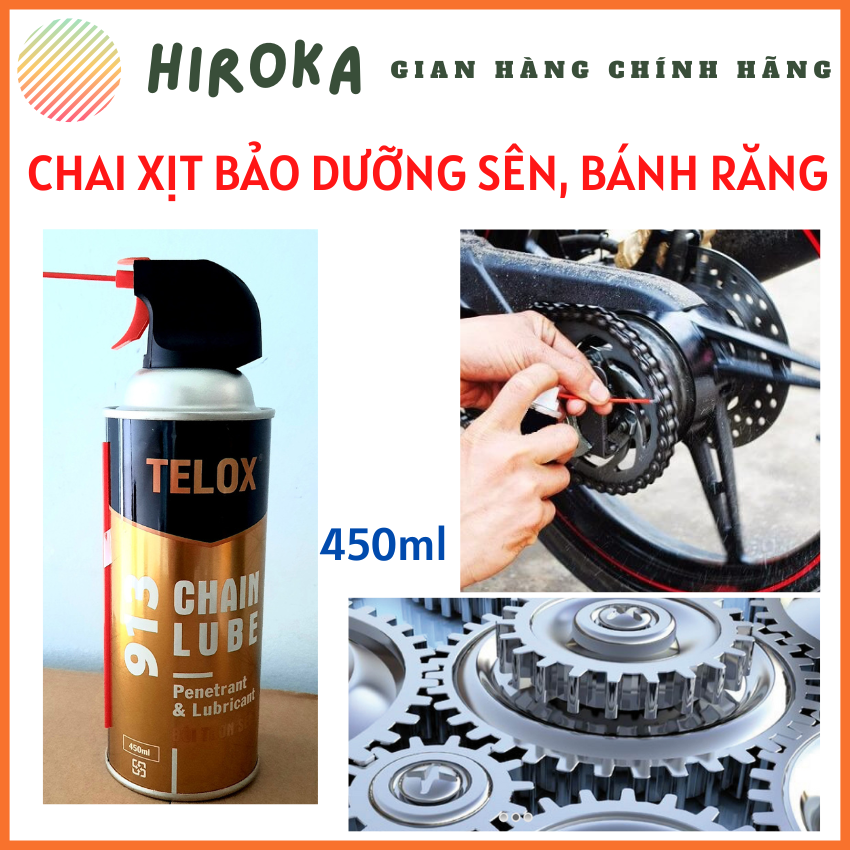 (HCM) Chai Xịt Bảo Dưỡng Bôi Trơn Sên Dây Xích Bánh Răng Vòng Bi Bảo Vệ Các Bộ Phận Chuyển Động Giảm Ma Sát (450ml) - Telox 913