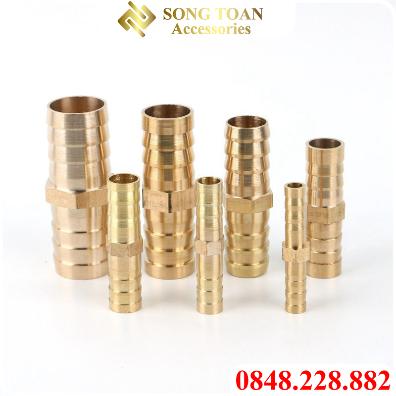 Nối thẳng đuôi chuột nối ống nối gắn cắm ống nhựa mềm PU Đồng thau (Brass airline horse joiner)