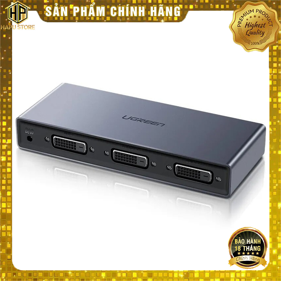 Bộ chia dvi 1 ra 2 ugreen 50746 chuẩn dvi-d độ phân giải 1080p cao cấp - hapustore