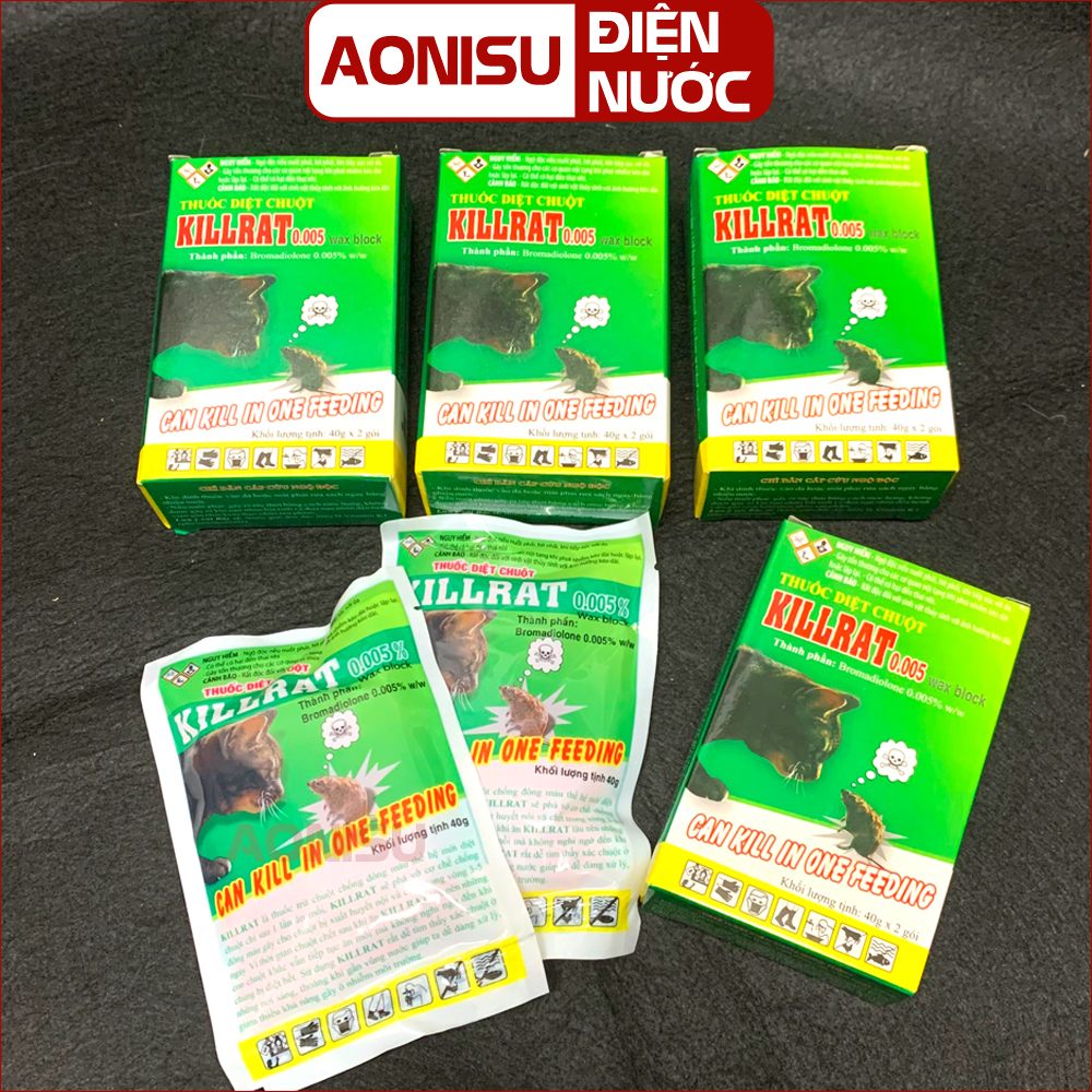 COMBO Thuốc Diệt Chuột Cực Mạnh KILLRAT HỘP 80G XANH LÁ Hàng Công Ty - Bả Chuột Sinh Học, Thuốc Diệt Chuột Sinh Học, Kẹo Diệt Chuột AONISU