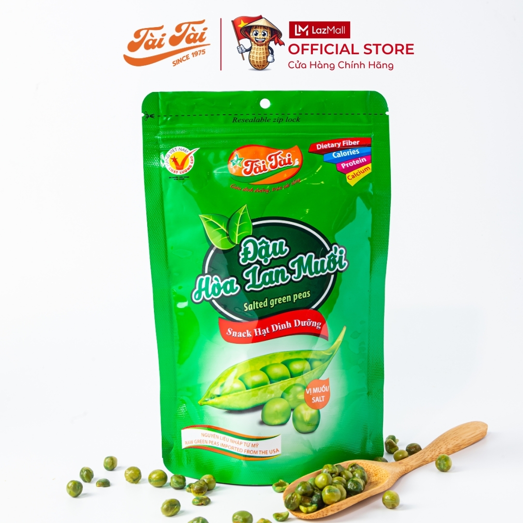 Đậu Hà Lan Rang Muối Tài Tài 140g - Hương Vị Tự Nhiên Thơm Ngon Giòn Rụm - Snack Ăn Vặt Đậu Hoà Lan Rang Muối