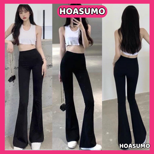Quần LEGGING ống loe cạp cao dáng dài, Quần legging nữ ôm ống loe dáng dài Q546