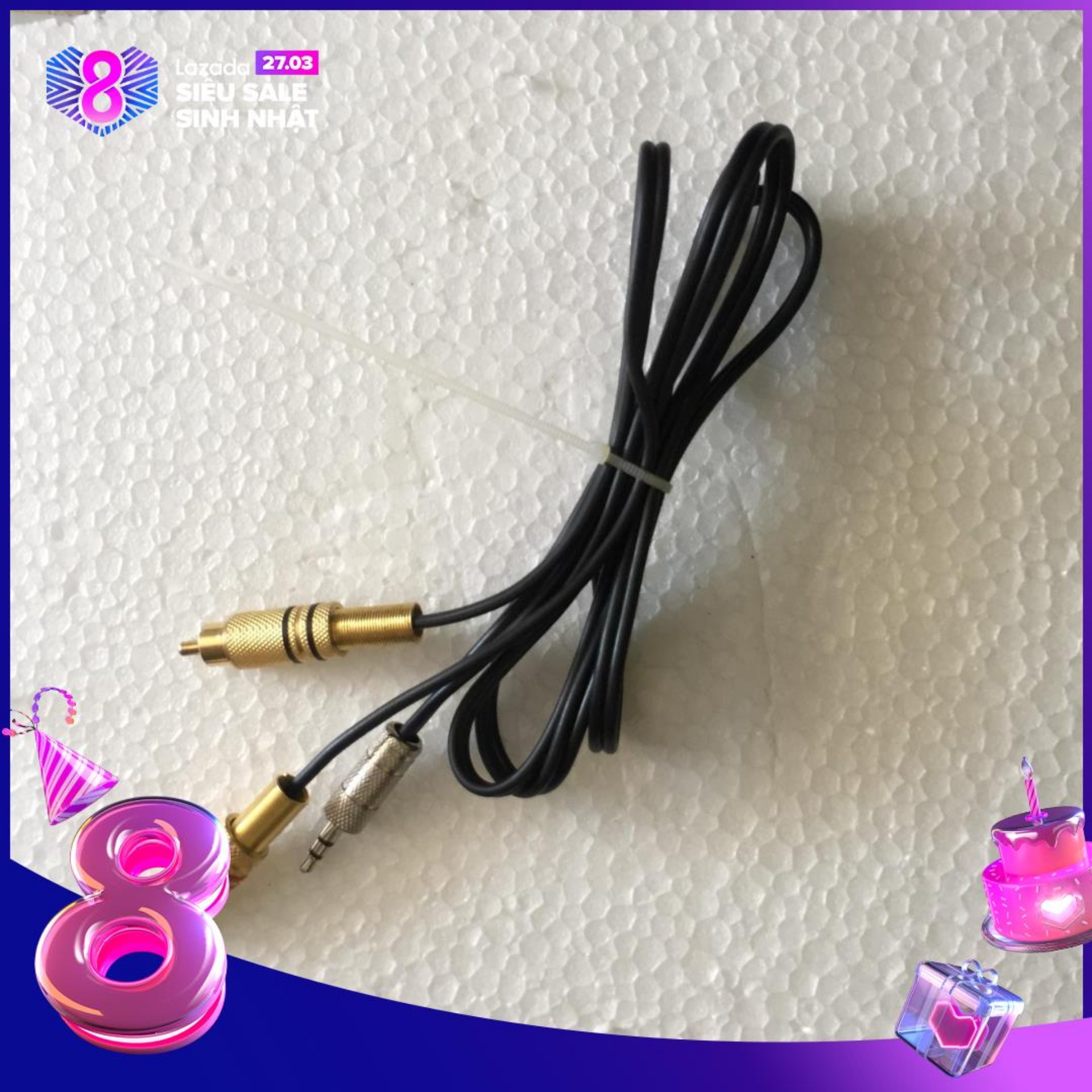 Dây cáp loa 3.5mm ra 2 bông sen dài 3m kết nối tivi wifi với amply hoặc loa kéo