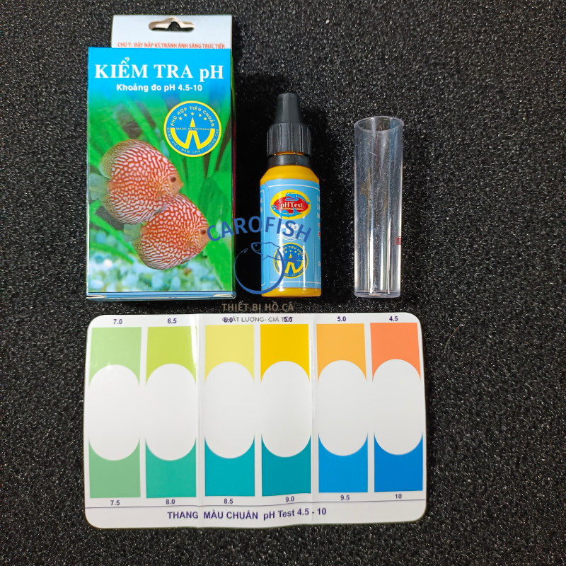 Dung dịch kiểm tra pH hồ cá cảnh, bộ test pH nước bể cá có sẵn ống nghiệm, một chai dung dịch có thể phân tích được 400 mẫu nước có thể kiểm tra độ ph trong khoảng từ 4.5-10