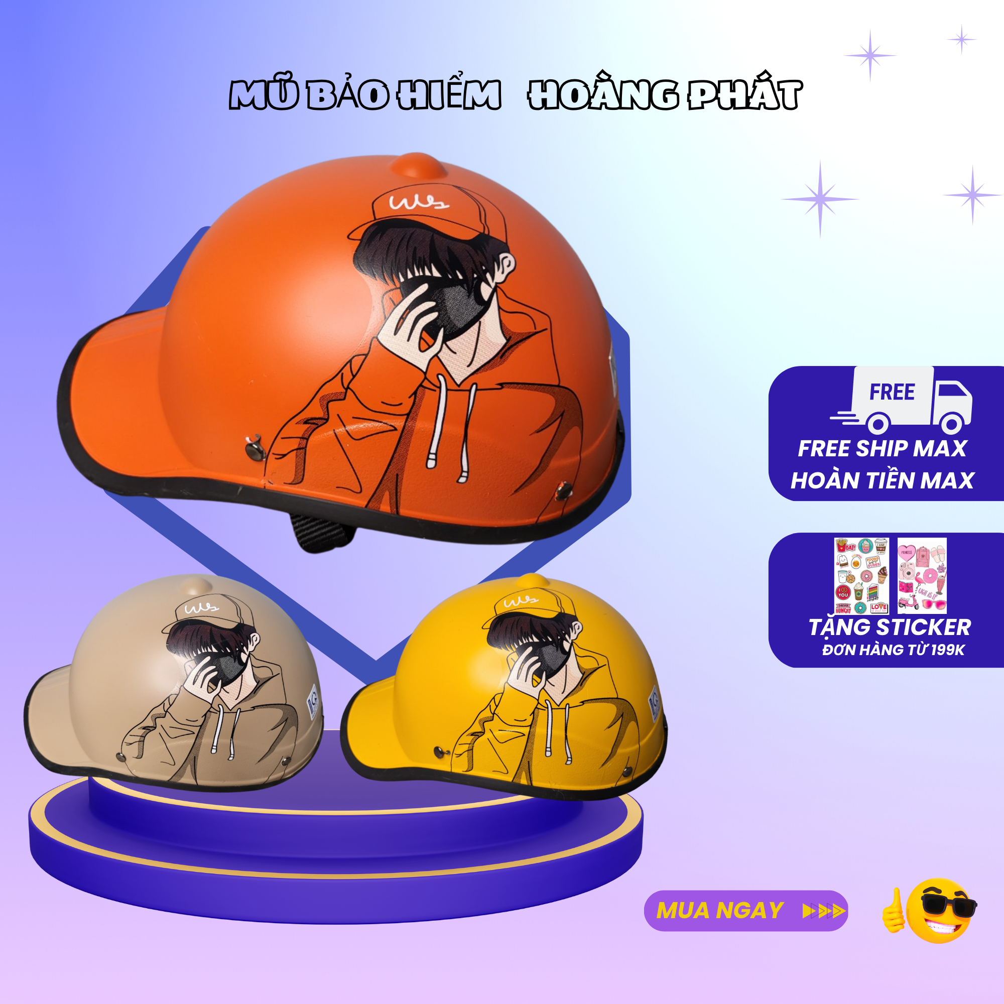 Nón bảo hiểm nam mỏ kết lưỡi trai gọn nhẹ thời trang, mỏ kết dài che nắng tốt { CÓ SỈ }
