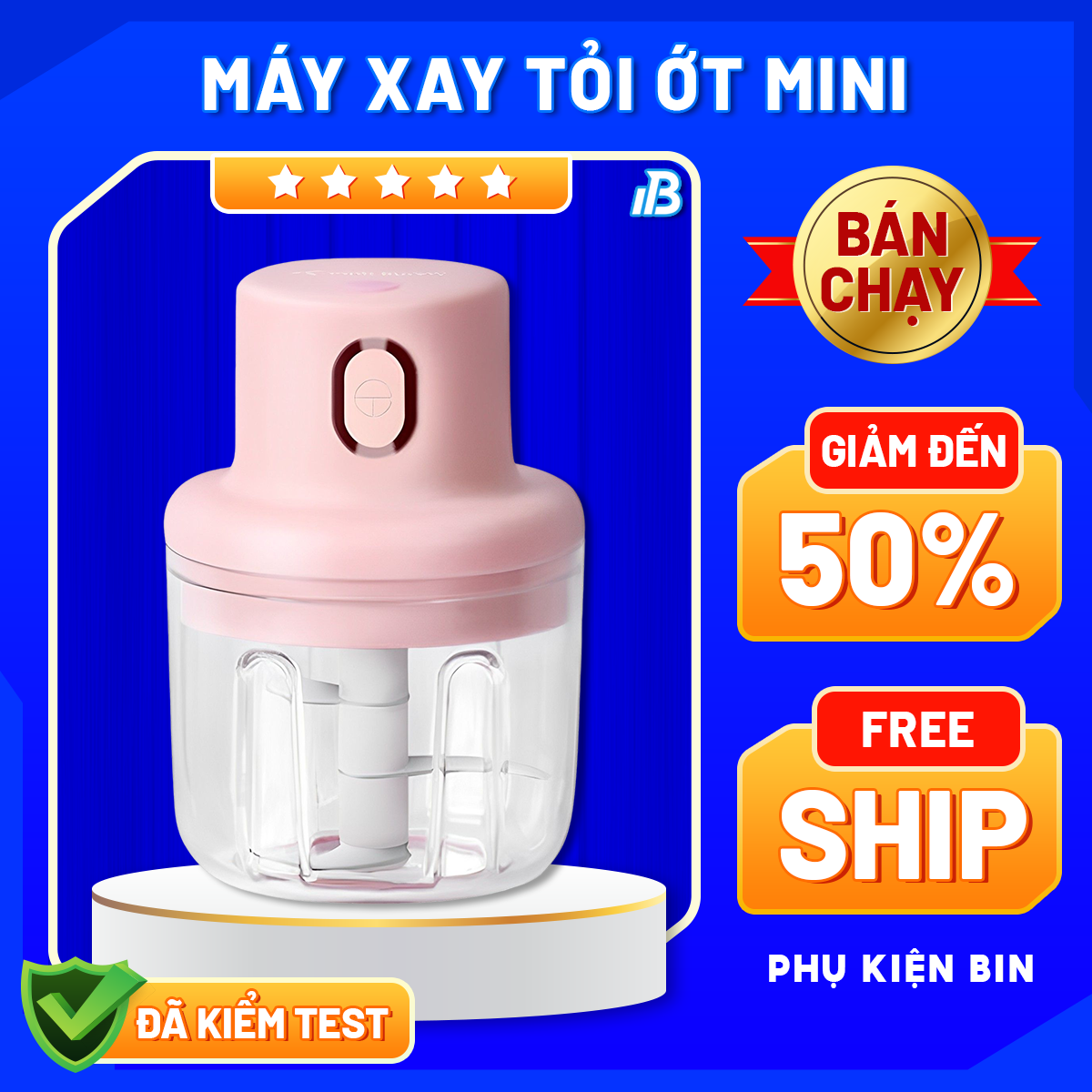 [HCM][FreeShip MAX] Máy xay tỏi ớt mini loại tốt Máy cầm tay đa năng chạy bằng điện sạc pin xay rau củ quả thịt sinh tố Nhỏ gọn an toàn dễ sử dụng Chất lượng không thua hãng Philip Osaka Slap chop Lock Lock