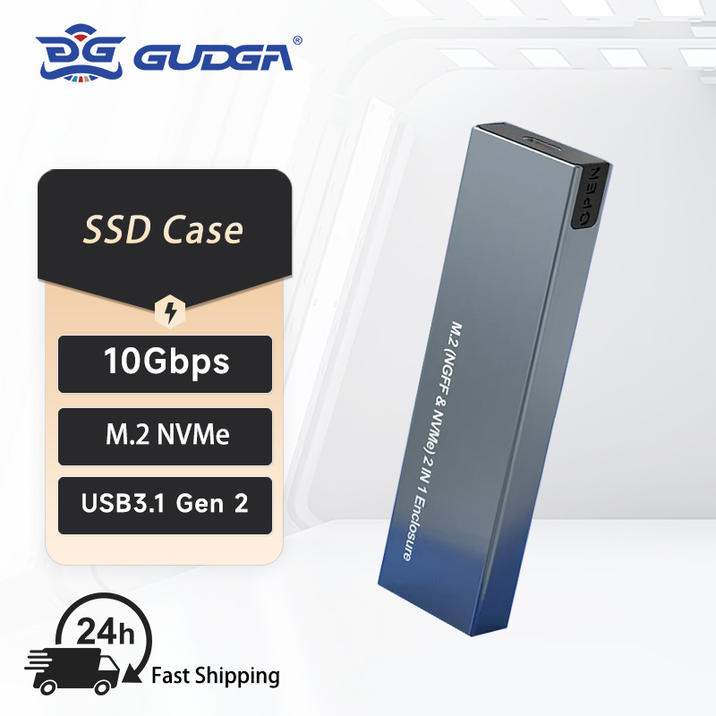 Gudga giao thức kép m.2 nvme vỏ đựng ổ ssd 10gbps usb3.1 gen2 nvme bao vây, m2 sata ngff 5gbps vỏ đựng ổ ssd cho 2230/2242/2260/2280 m.2 ssd