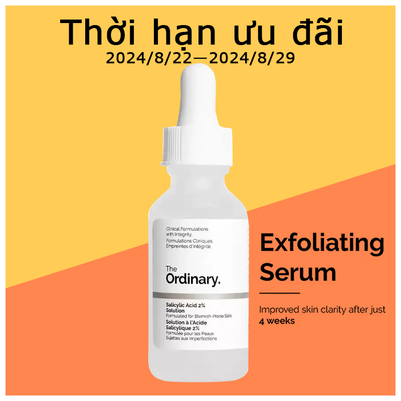 The Ordinary Salicylic Acid 2% Solution BHA - Acne / Blemishes / Clogged Pores / Blackheads / Exfoliant - 30ml