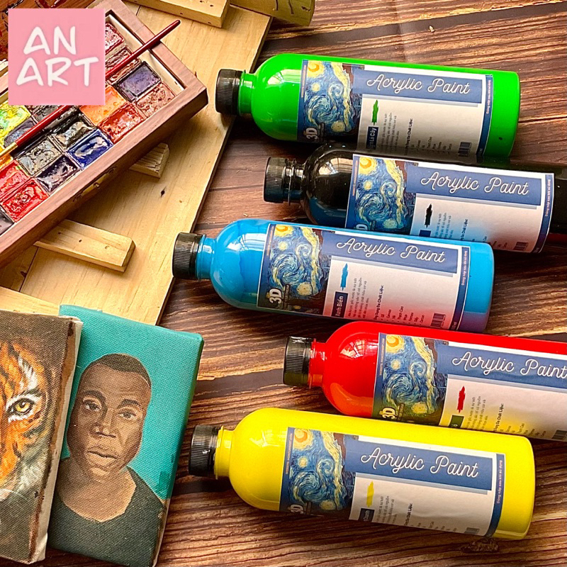 Màu Acrylic 3D - 5D 500ml Vẽ Tranh , Vẽ Canvas , Tô Tượng , Custom , Vẽ Vải , v.v... Bảng Màu 1