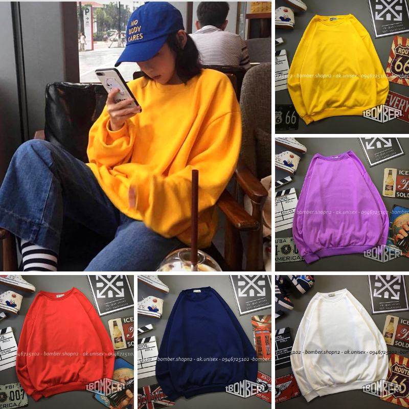 Áo sweater chất nỉ cotton thiết kế Unisex form rộng